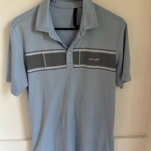Travis Mathew Light Blue Polo Shirt with Gray Accents